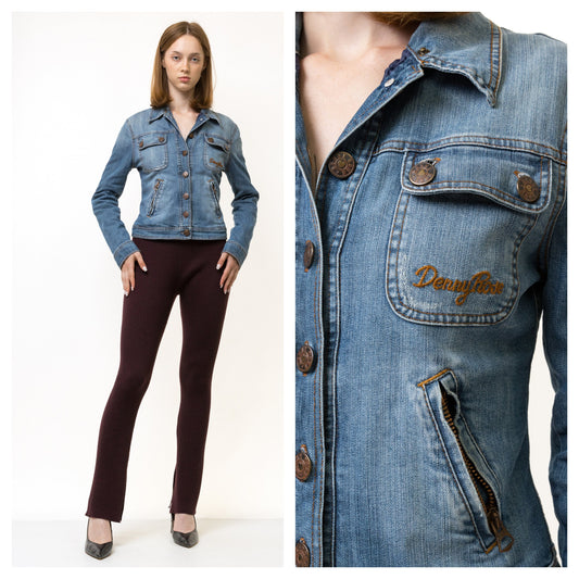 Vintage Y2K Blue Grunge Padded Denim Jacket, Vintage Padded Denim Jean Jacket, Vintage Woman Jeans Jacket, Vintage Jacket size Small