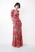 70s Vintage Incredible Maxi Floral Long Boho Style Vera Mont Paris Dress 1554