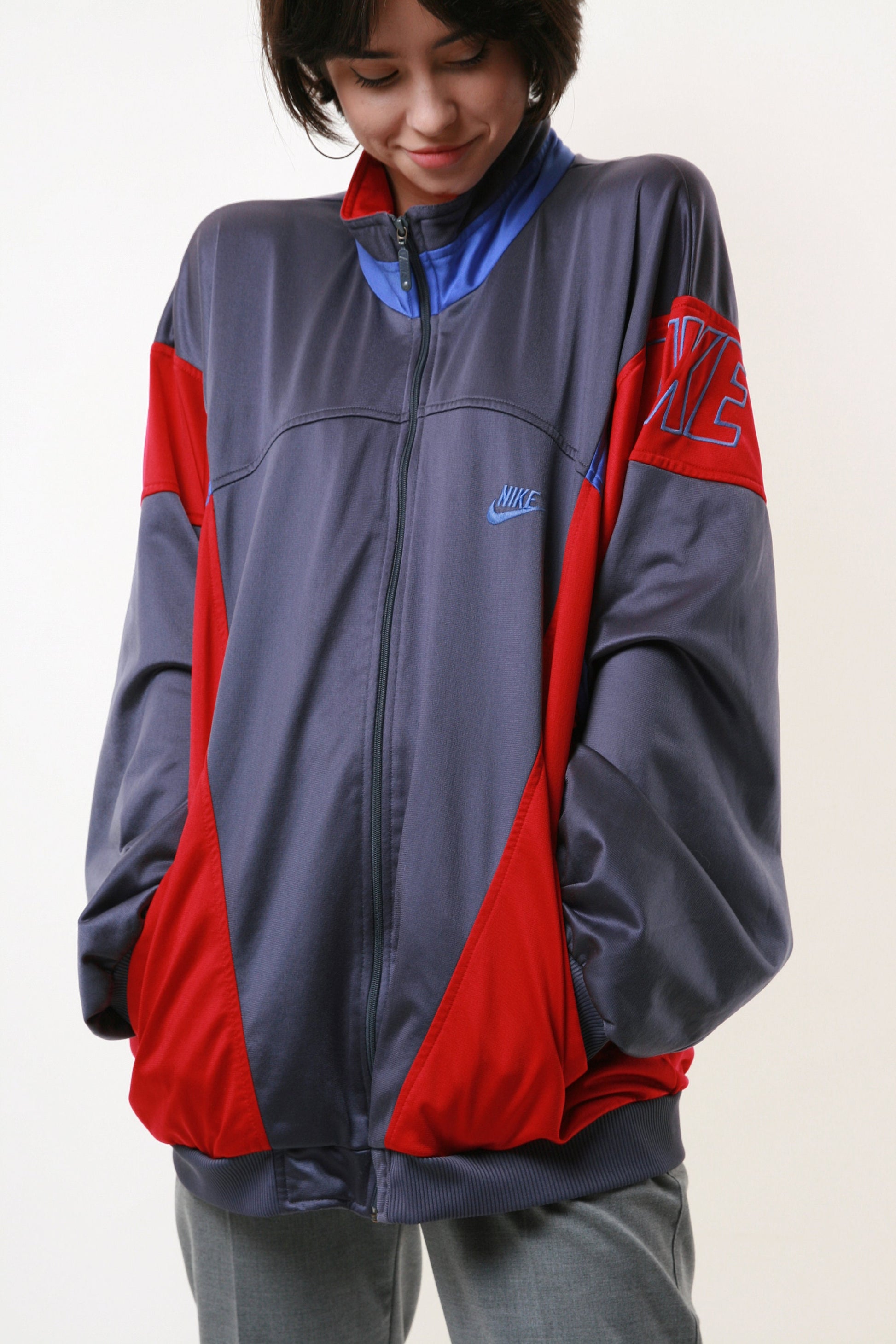 Vintage Rare NIKE Track Jacket Logo Oversized 17795