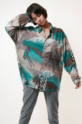 LOVE Vintage Abstract Pattern Mens Shirt 17806