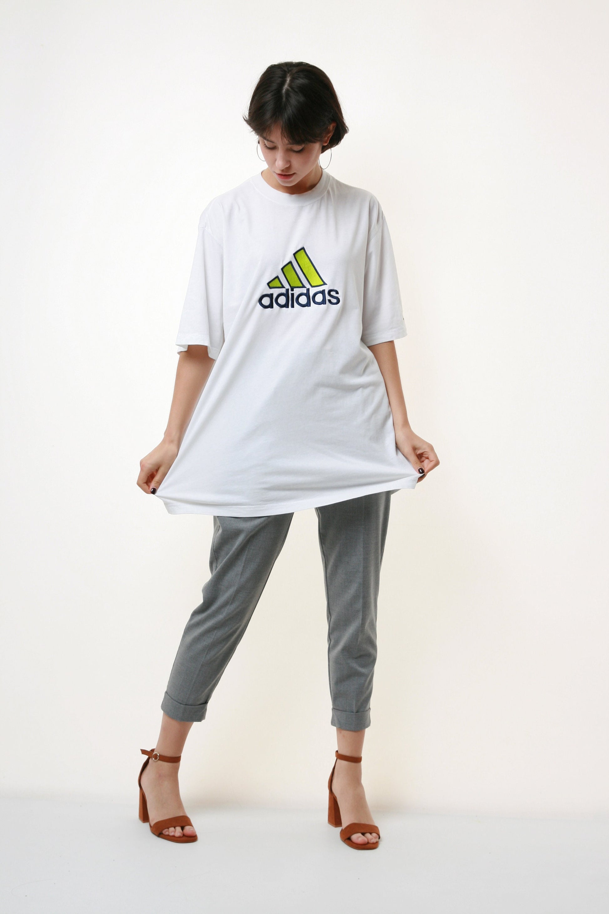 ADIDAS Logo Embroidered Vintage Cotton T-shirt 17838