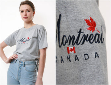 90s Embroidered Montreal Canada Vintage Cotton T-shirt 16727