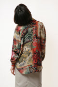 Vintage Mulri Abstract Pattern Oversized Long Shirt Blouse 1842