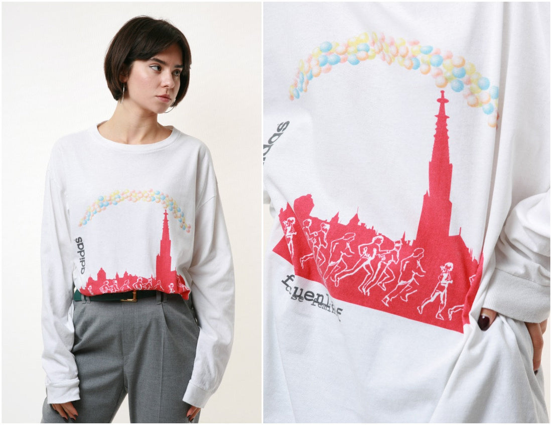 ADIDAS Marathon Vintage Graphic Print White Sweatshirt 17878