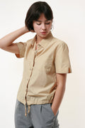 Сotton 90s Vintage Armani Beige Buttons Up Crop Top 1769