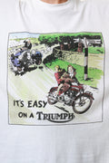 Cotton Triumph Rare 90s Vintage White Graphic Print Moto Bike T-shirt 17658