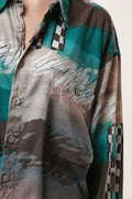 LOVE Vintage Abstract Pattern Mens Shirt 17806