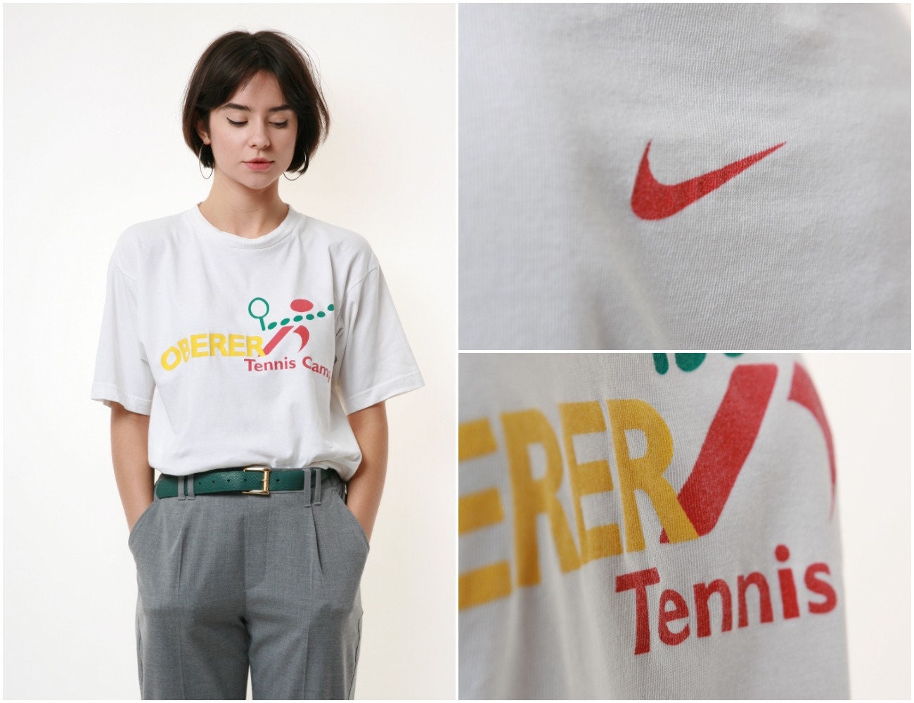 NIKE Tennis Camp Vintage White Cotton T-shirt 17807