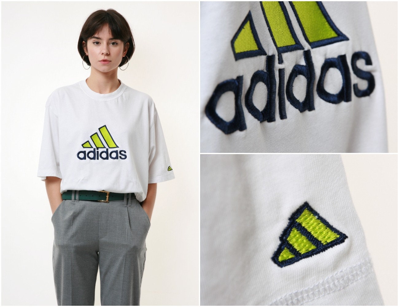 ADIDAS Logo Embroidered Vintage Cotton T-shirt 17838