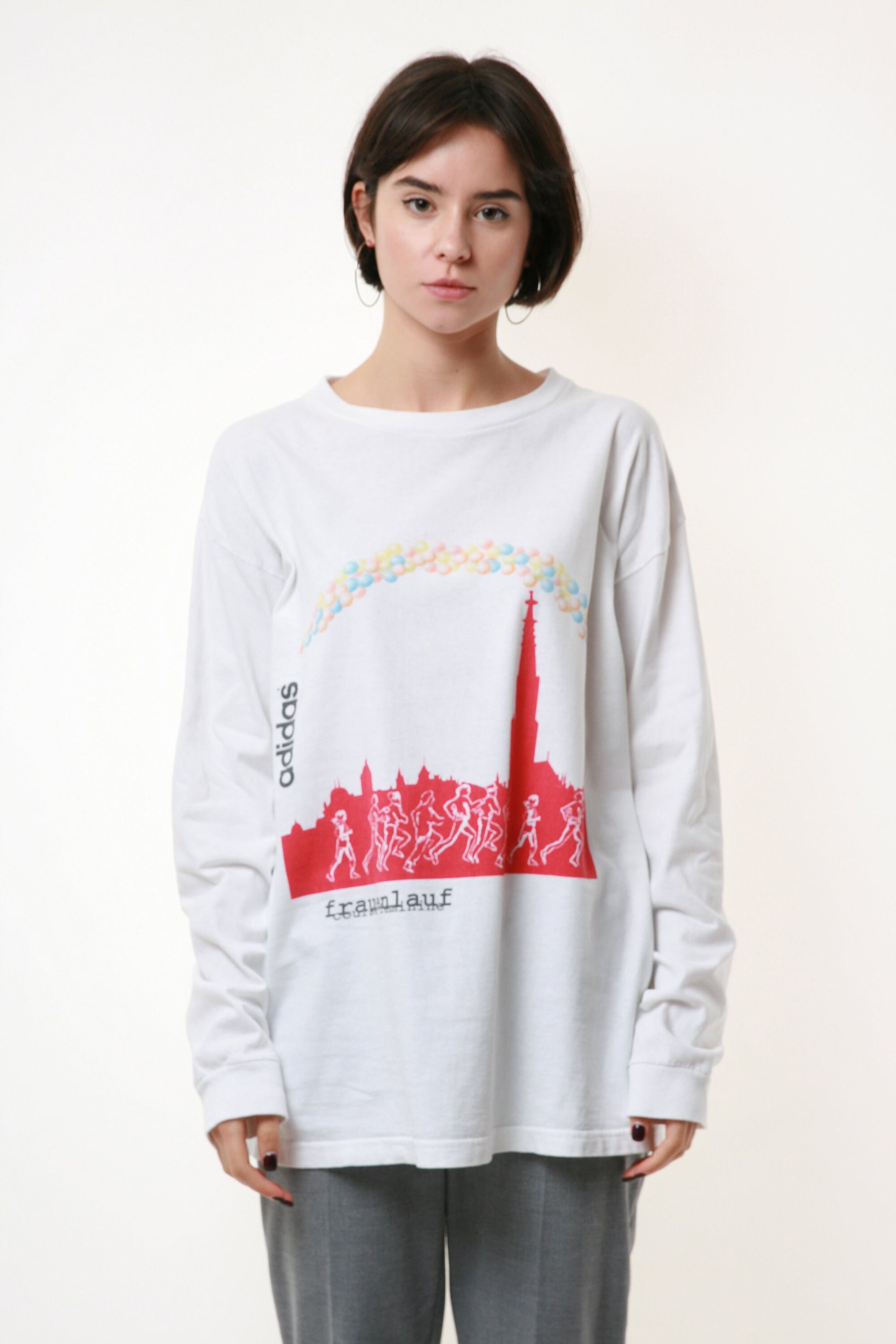 ADIDAS Marathon Vintage Graphic Print White Sweatshirt 17878