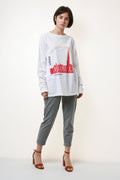 ADIDAS Marathon Vintage Graphic Print White Sweatshirt 17878