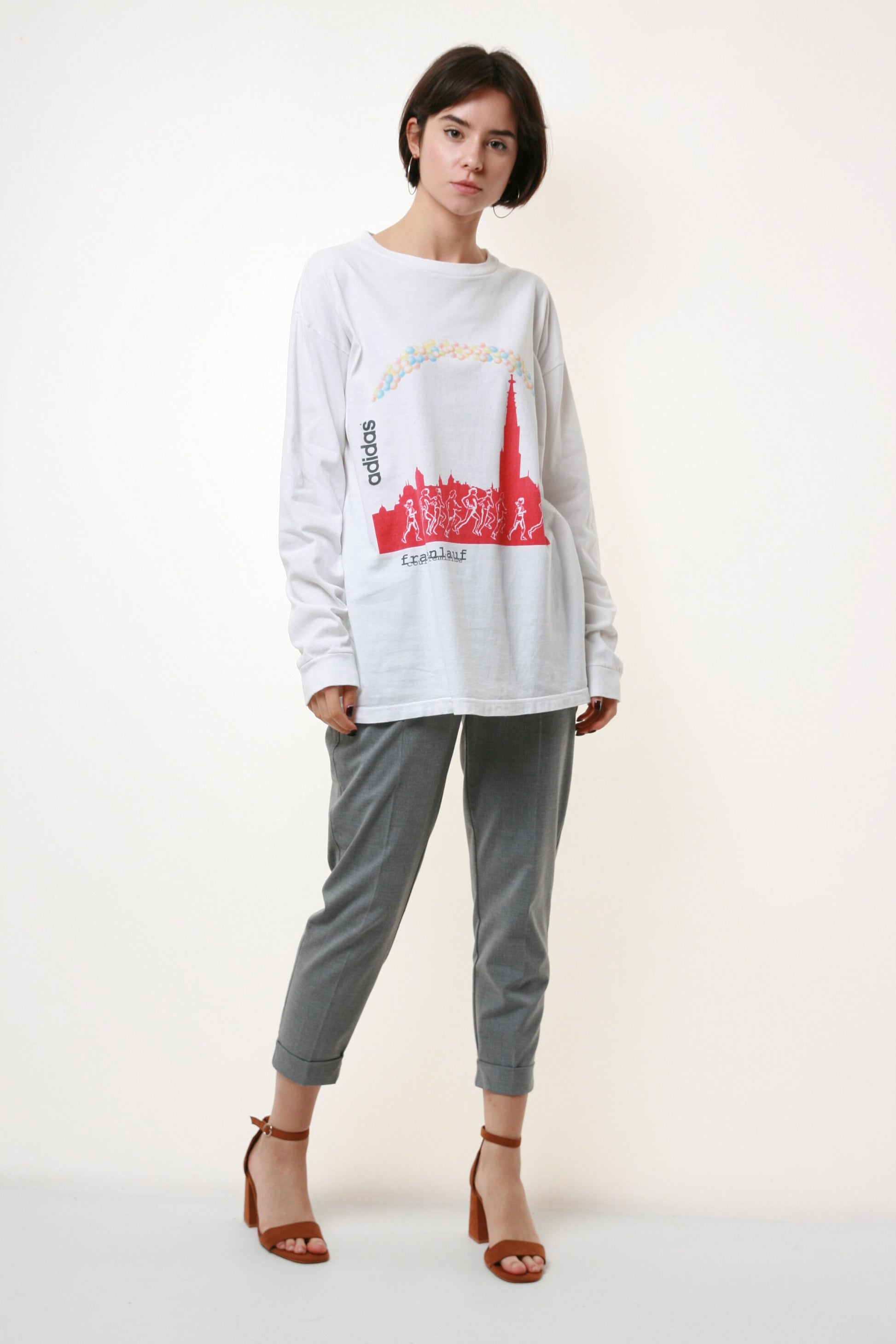 ADIDAS Marathon Vintage Graphic Print White Sweatshirt 17878