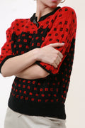 Vintage Pattern Short Sleeves Knitwear Sweater 2022