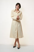 80s Vintage Pure Lana Wool Beige Luxury Long Coat 1988