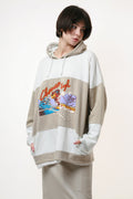 CHEWAN STYLE Oldschool Skiing Graphic Print Hoodie 18052