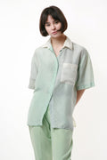 80s Vintage Ombre 100% SILK Natural Fabric Oversized Sweet Short Sleeve Shirt Blouse 1496