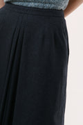 70s Vintage High Waisted Woolmark Navy Mid Length Lined Plisse Skirt 2224