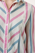 80s Vintage Vtg Rare Striped Silk Long Sleeve Buttons Up Shirt Blouse 2116