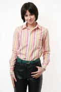 Vintage Vtg Rare Striped Ralph Lauren Candy Buttons Up Shirt Blouse 2129