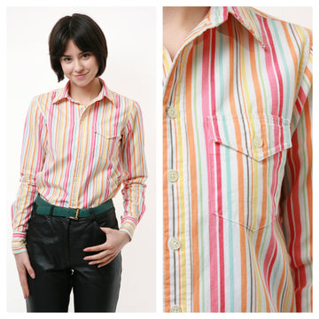 Vintage Vtg Rare Striped Ralph Lauren Candy Buttons Up Shirt Blouse 2129