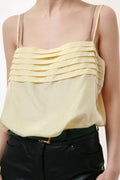 80s Vintage Silk Spaghetti Yellow Top Blouse 2136