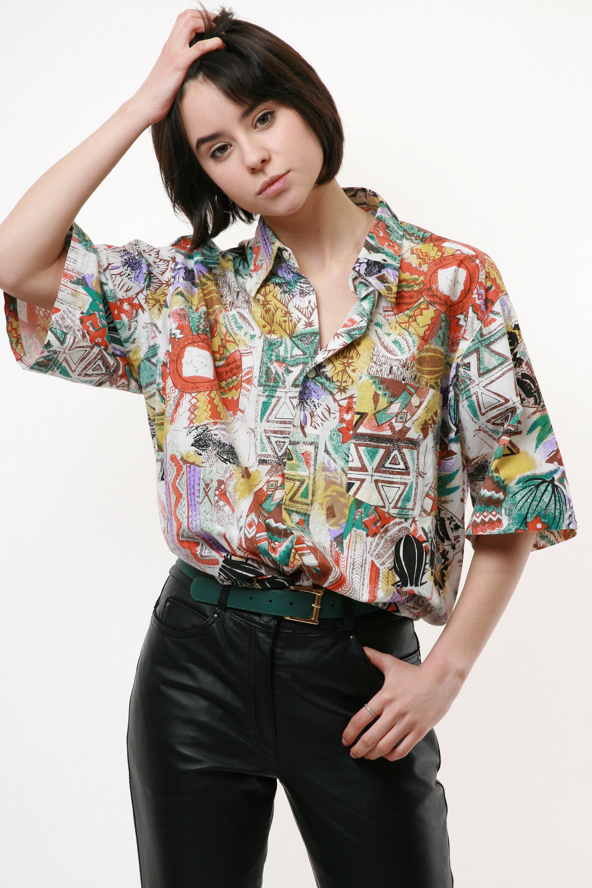 SCHILD Cotton Abstract Pattern 90s Vintage Shirt 18112