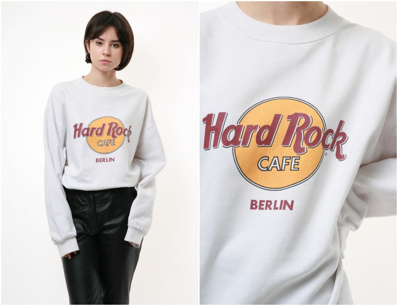 HARD ROCK CAFE Oldschool Graphic Print White Logo Sweatshirt 18176