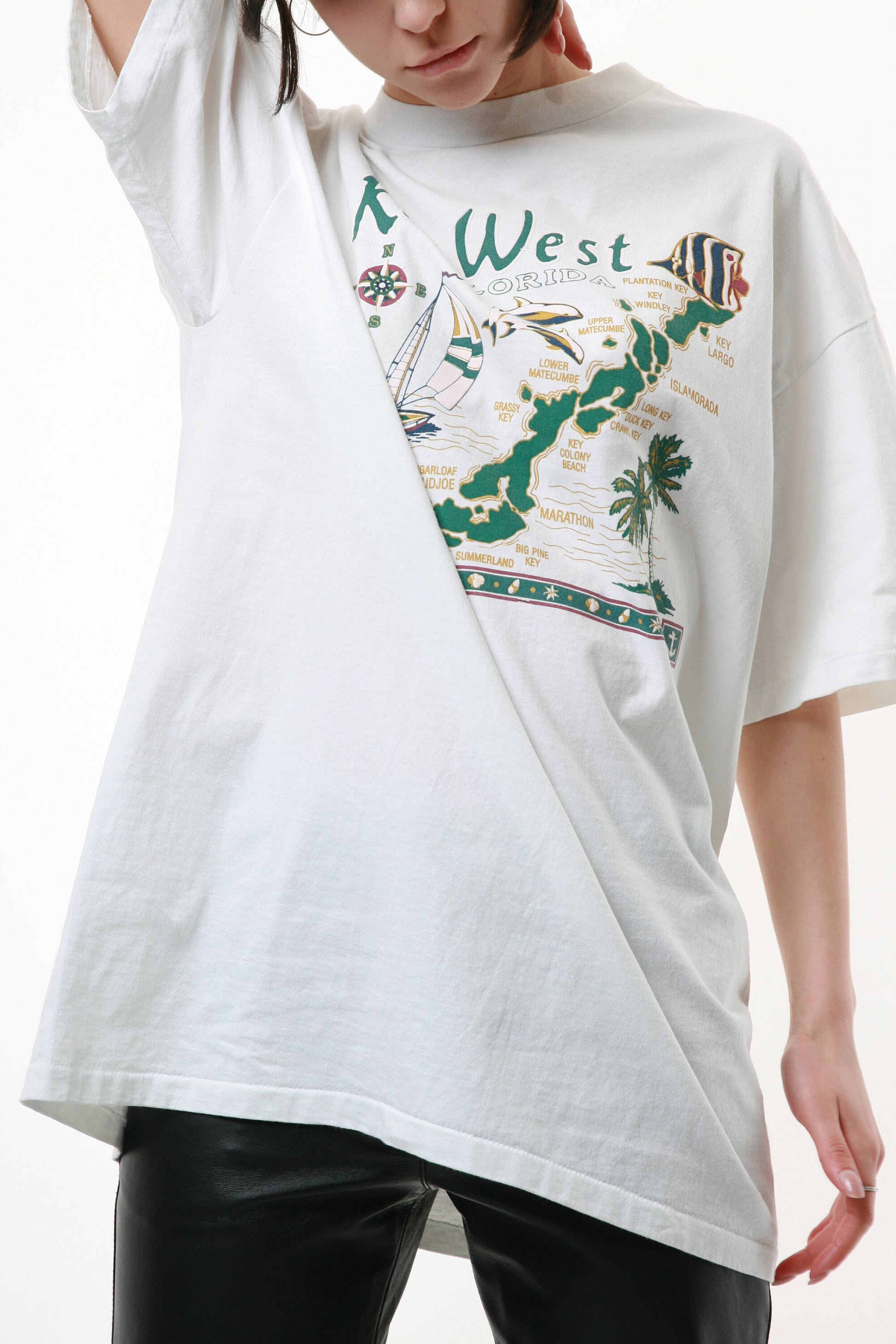 90s FLORIDA Vintage Graphic Print White Tee Shirt T-shirt 18202