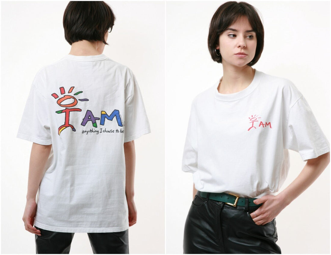 90s IAM Vintage Graphic Print White Tee Shirt T-shirt 18205