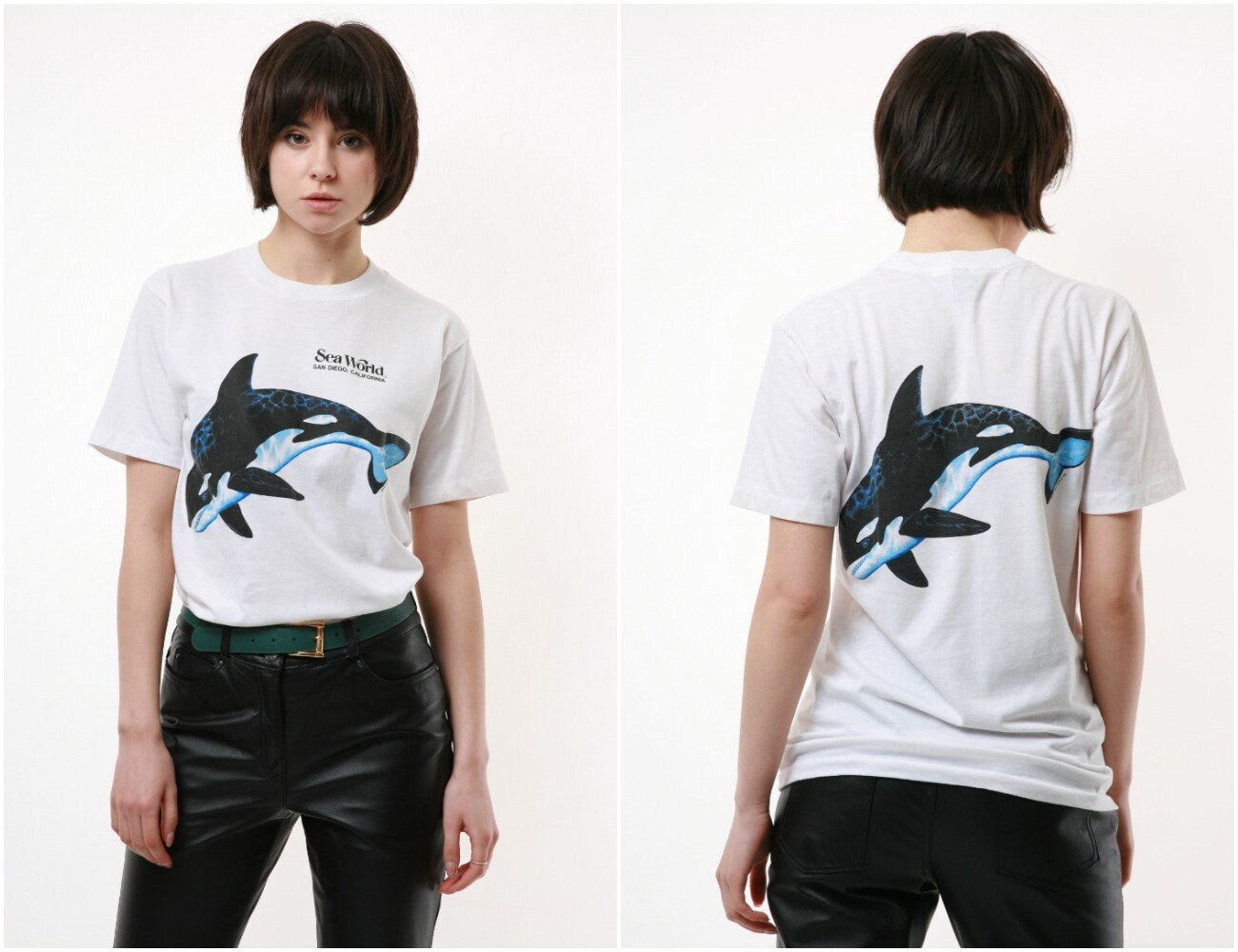 1986 SEA WORLD Vintage Graphic Print White Tee Shirt T-shirt 18207