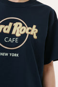 HARD ROCK CAFE New York Vintage Oldschool Graphic Print Blue Mens Clothing Logo Short Sleeves Tee Shirt T-shirt 18249