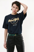 HARD ROCK CAFE New York Vintage Oldschool Graphic Print Blue Mens Clothing Logo Short Sleeves Tee Shirt T-shirt 18249