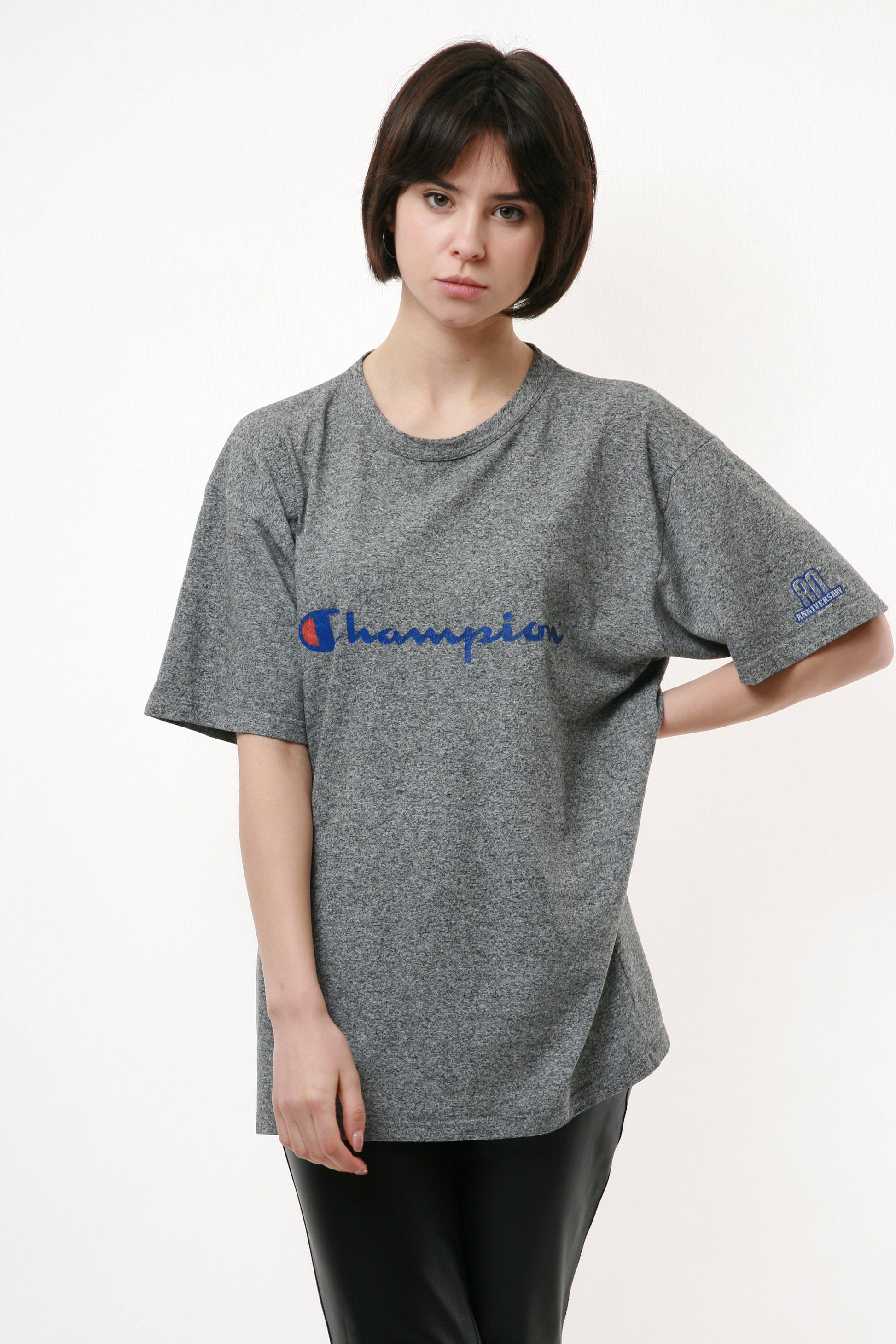 CHAMPION Vintage Gray Logo Cotton T-shirt 18164