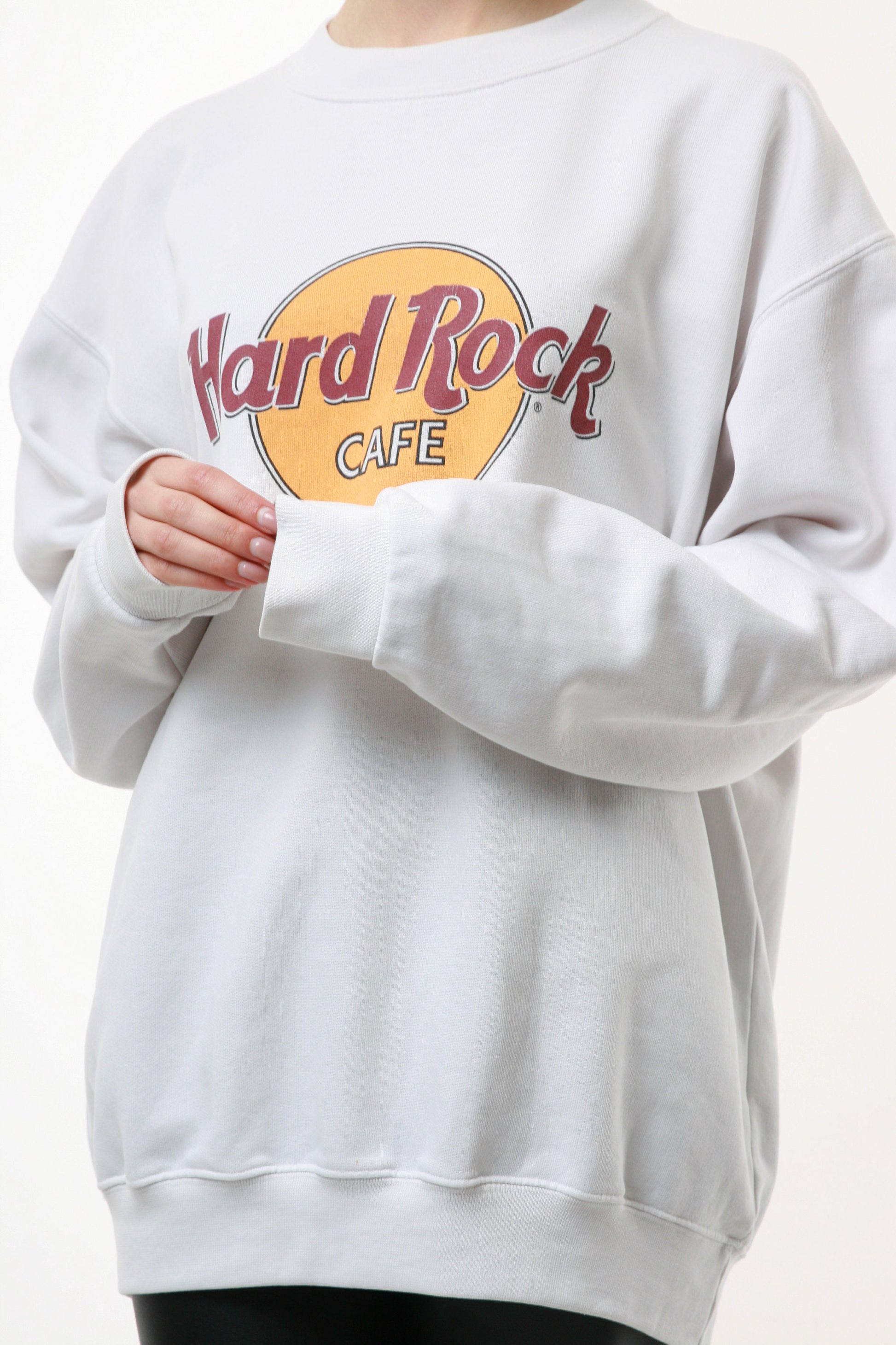 HARD ROCK CAFE Oldschool Graphic Print White Logo Sweatshirt 18176