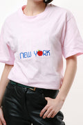 NYC HANES Vintage Graphic Pink Print Cotton Tee Shirt T-shirt 18200