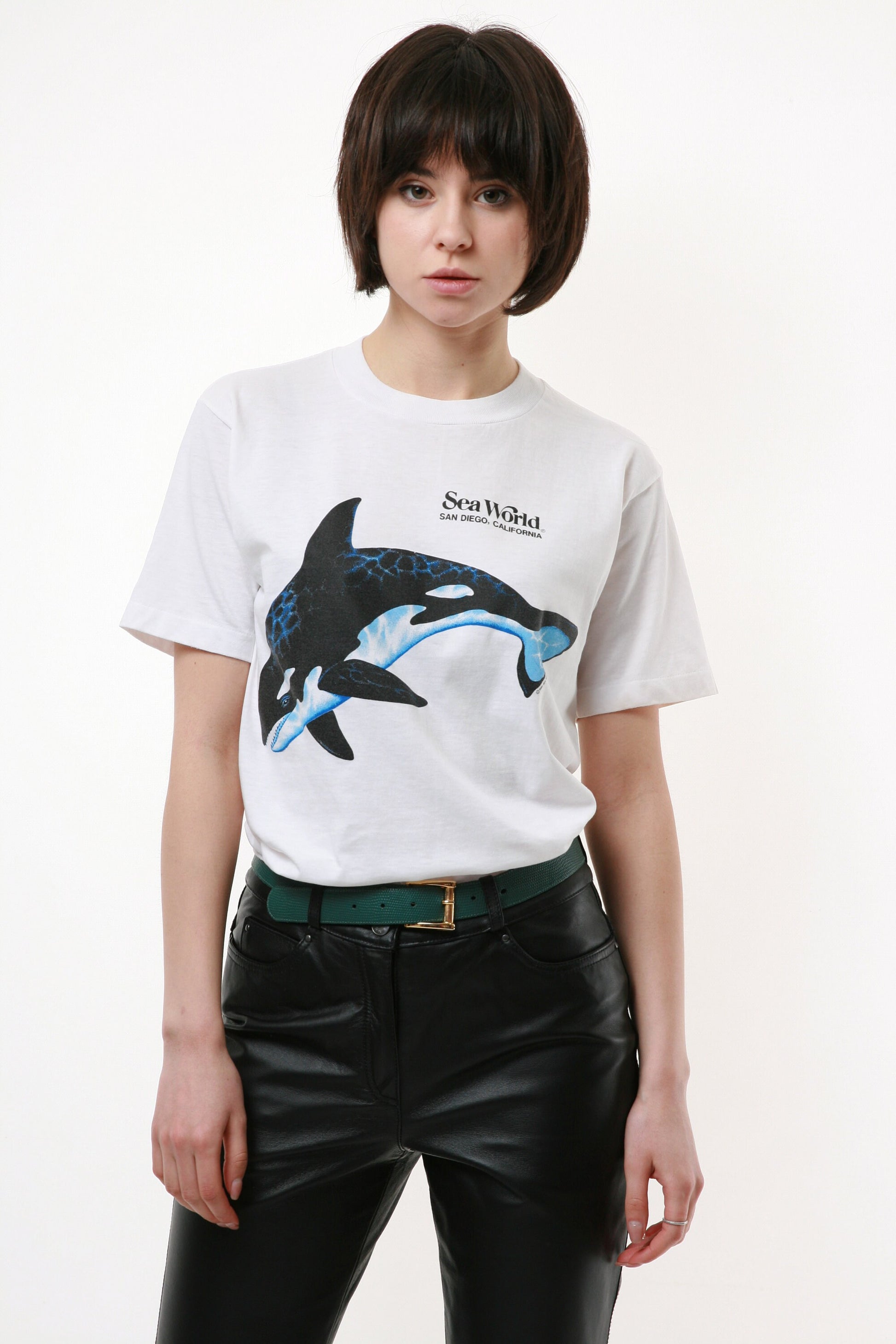 1986 SEA WORLD Vintage Graphic Print White Tee Shirt T-shirt 18207