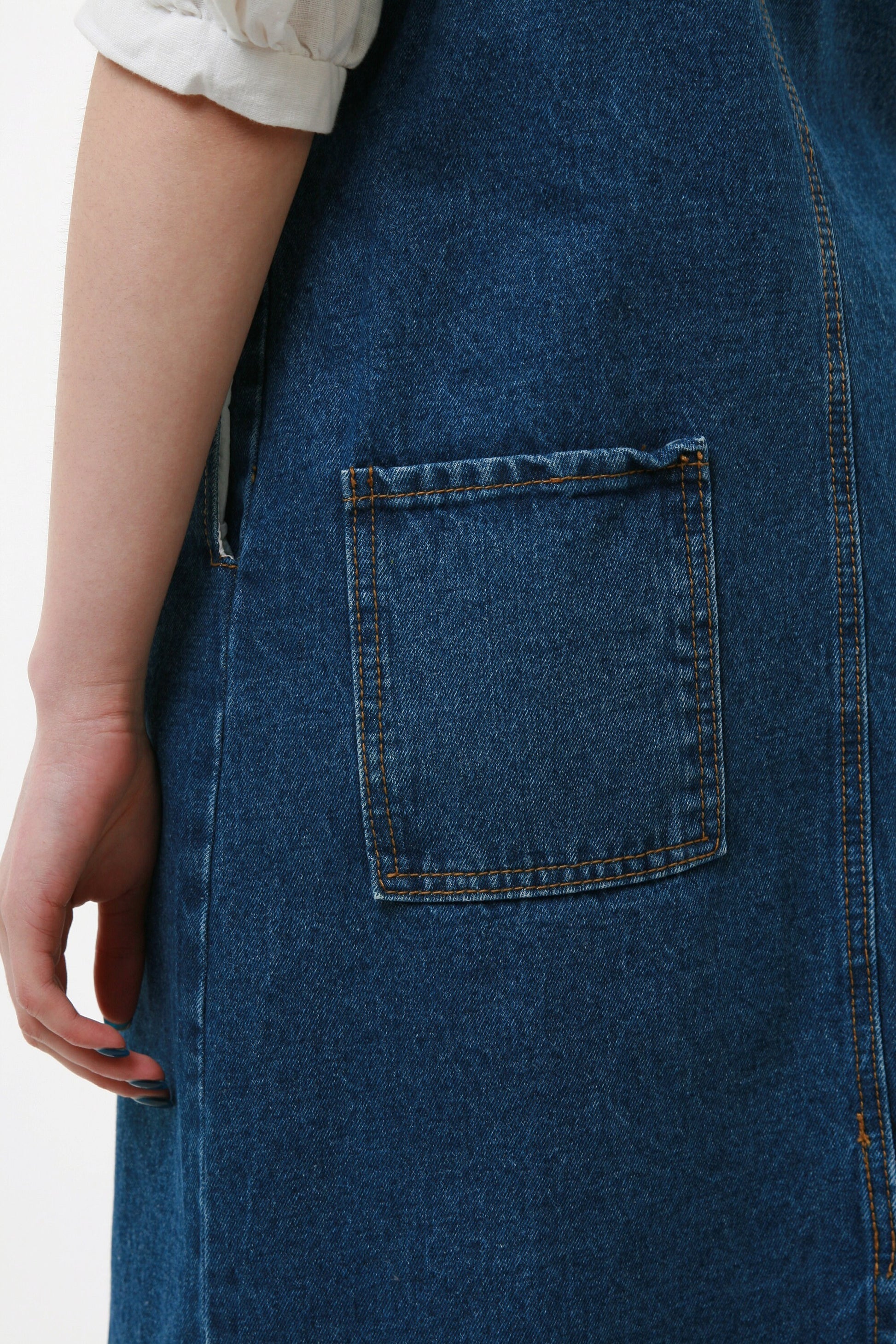 80s Vintage Vtg Rare Denim Dungaree Adjustable Straps 1 Pocket Mid Wash Dress Knee Length 2450 Girlfriend Gift Present