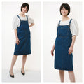 80s Vintage Vtg Rare Denim Dungaree Adjustable Straps 1 Pocket Mid Wash Dress Knee Length 2450 Girlfriend Gift Present