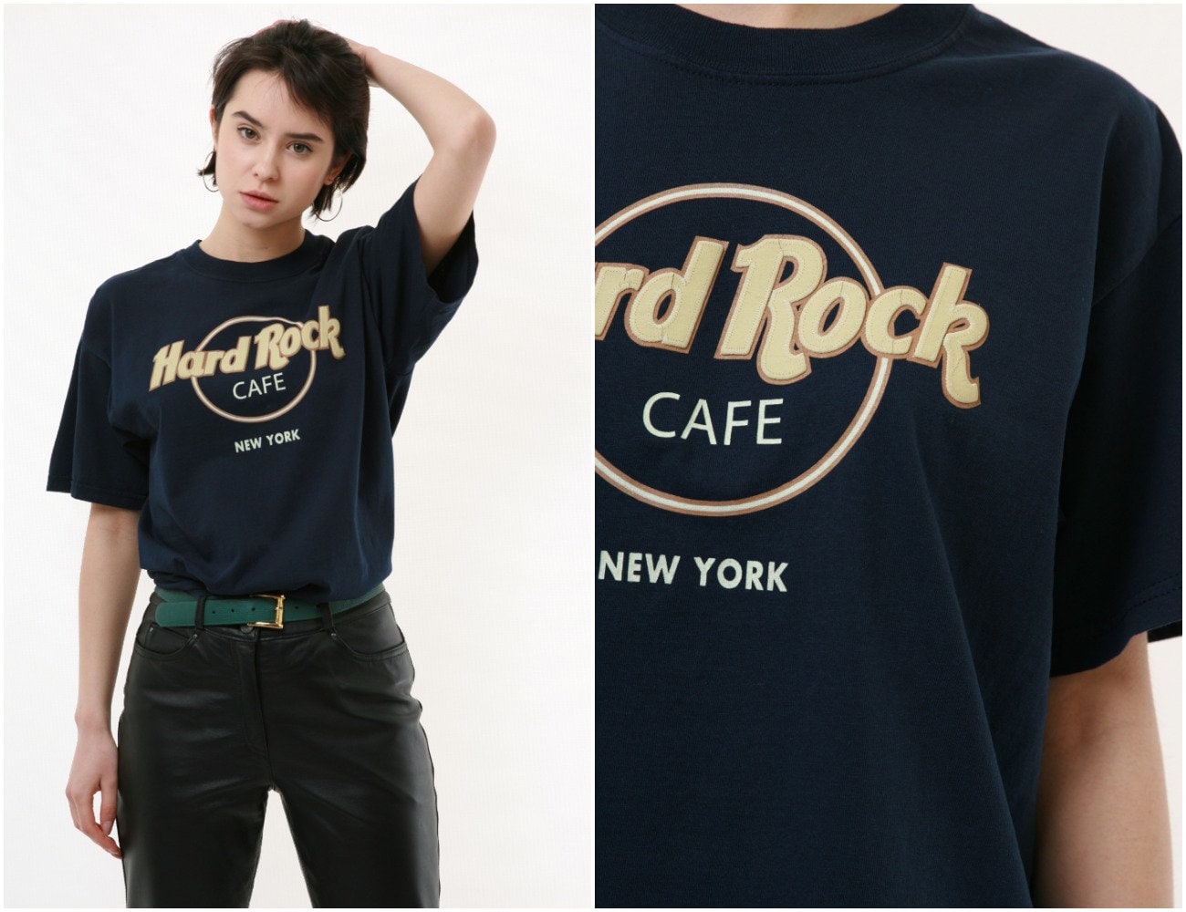 HARD ROCK CAFE New York Vintage Oldschool Graphic Print Blue Mens Clothing Logo Short Sleeves Tee Shirt T-shirt 18249