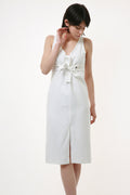 80s Vintage Vtg Rare Valentino White Sleeveless Pencil Midi Length Knee Dress ZIp Back 2582 Girlfriend Gift Present