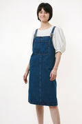 80s Vintage Vtg Rare Denim Dungaree Adjustable Straps 1 Pocket Mid Wash Dress Knee Length 2450 Girlfriend Gift Present