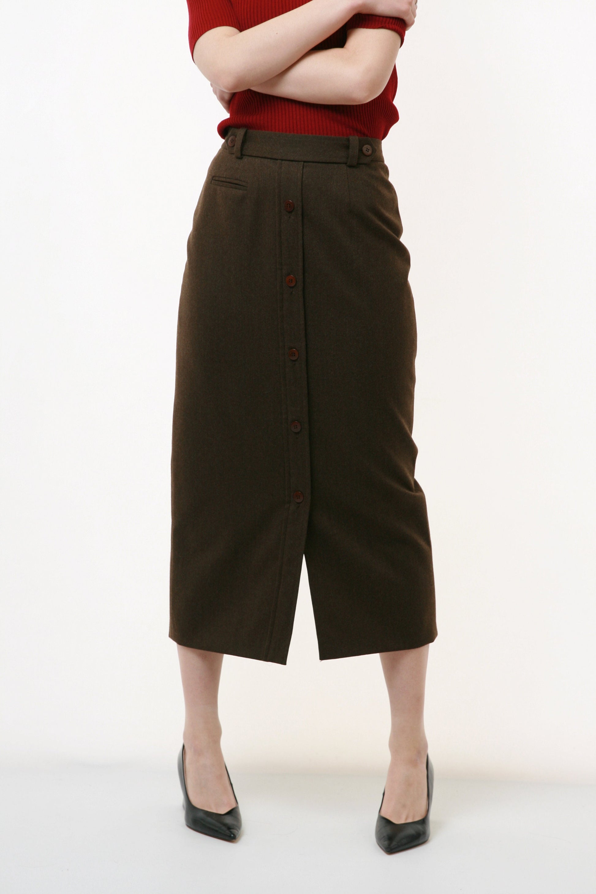 80s Vintage Burberrys Burberry London High Waisted 100% Extra Merino Wool Moms Zip Midi Lentgh Skirt 2454 Pencil Style Girlfriend Gift