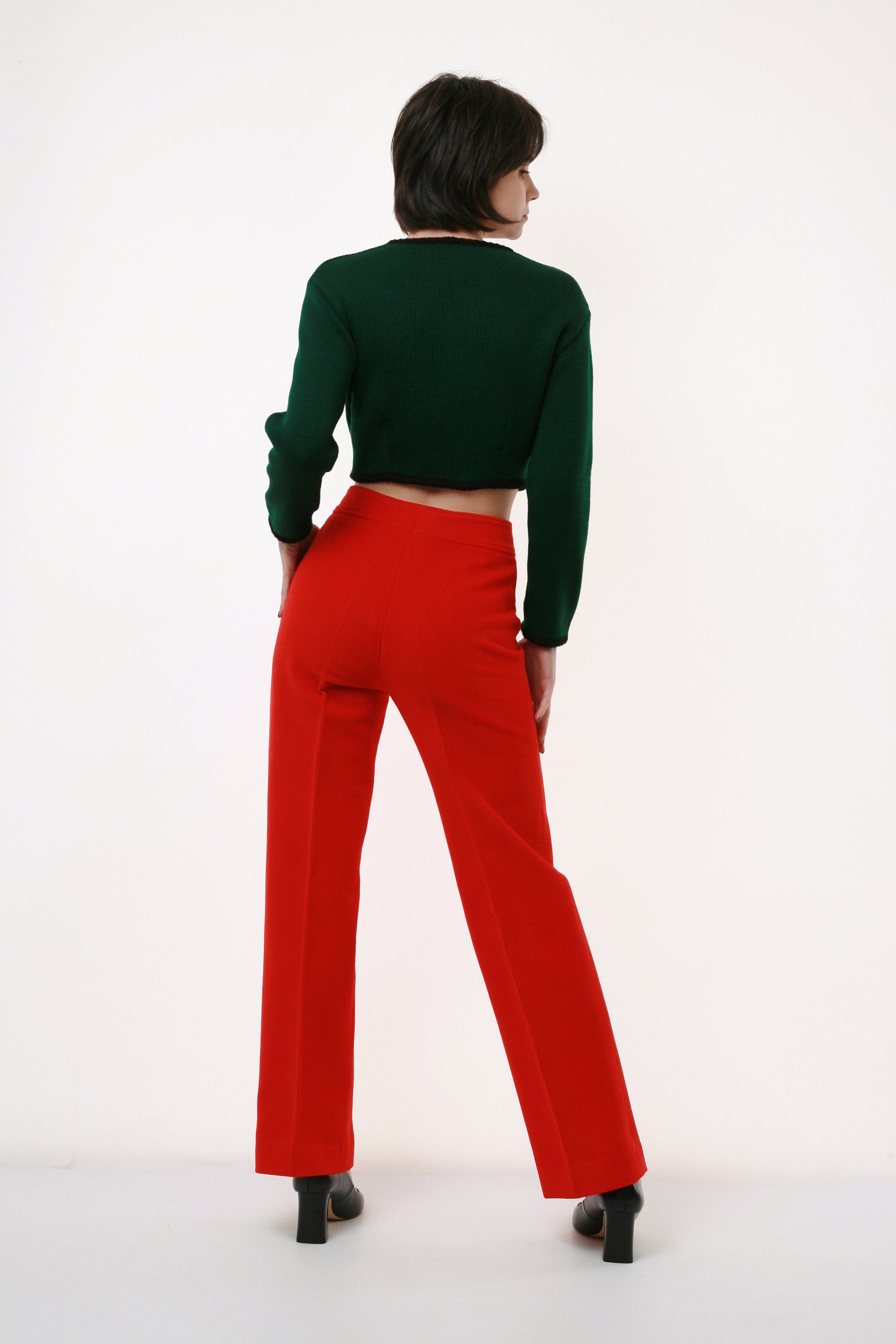 Corduroy High Waisted Straight Leg Moms Red Zip Fastens Trousers Pants 2603 Girlfriend Gift Present