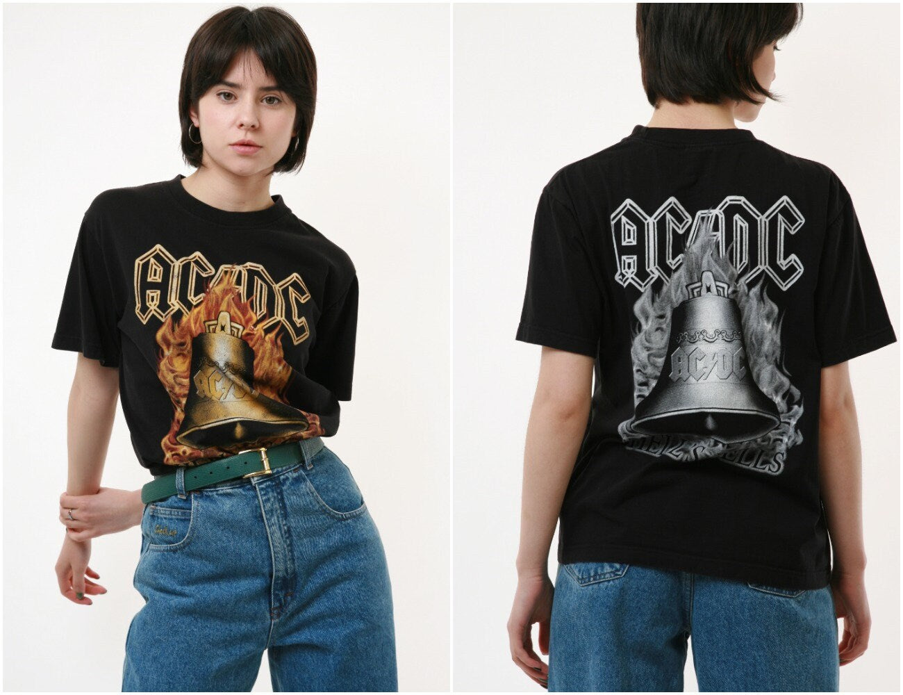 AC/DC Rock Tee Shirt Vintage Oldschool Graphic Print Oversized Clothing Logo Short Sleeves Tee Shirt T-shirt Girlfriend Gift 18340