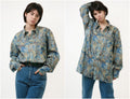 90s BREMO Vintage Abstract Pattern Geometric Print Buttons Up Long Sleeve Shirt Blouse Girlfriend Gift 18378