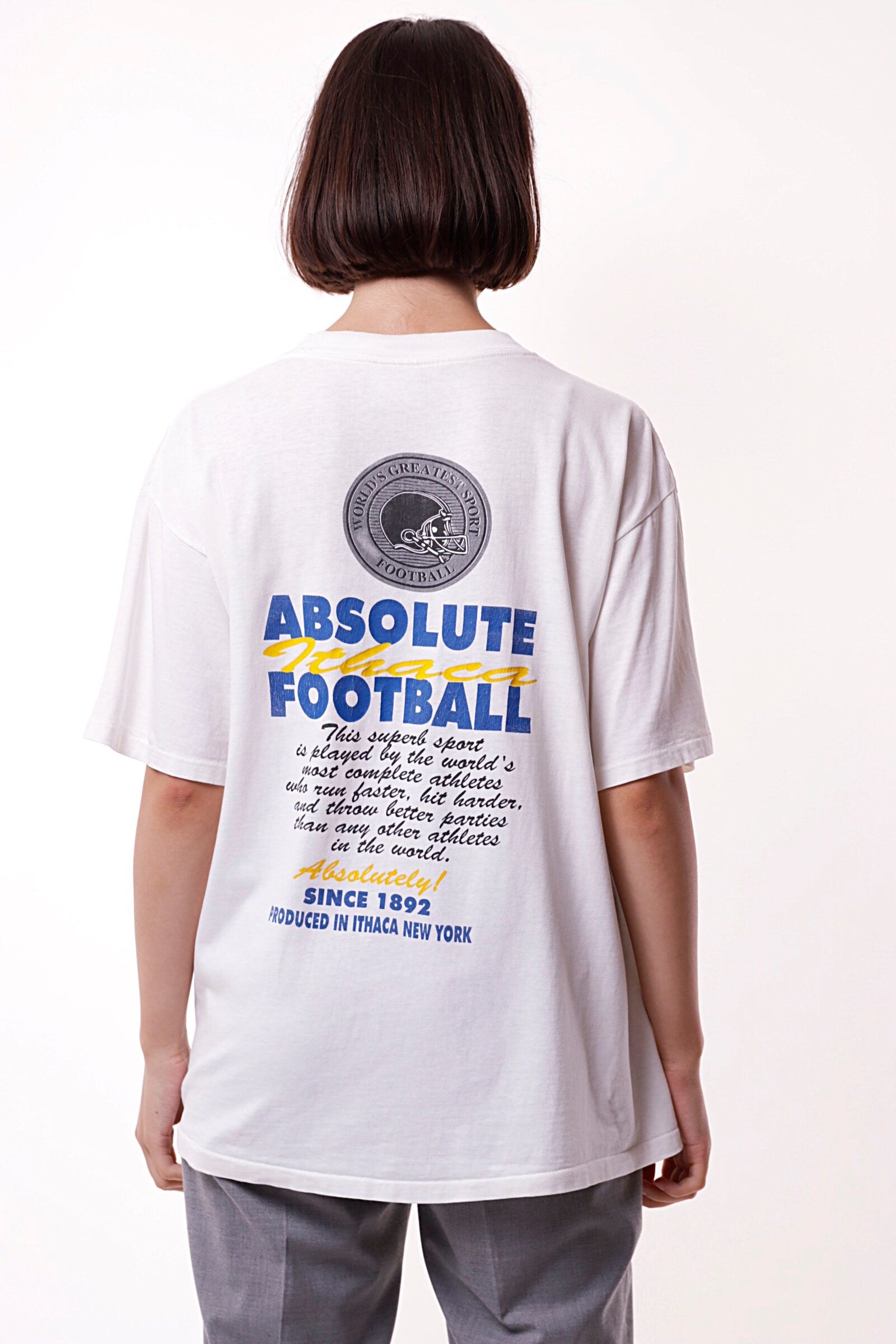 Cotton 90s ABSOLUTE FOOTBALL Vintage Oldschool Graphic Print Mens Clothing Logo Short Sleeves Girlfriend Gift Present T-shirt 17367