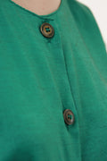 80s Vintage Vtg Rare 100% SILK Seta Seide Soie Natural Fabric Short Sleeve in Green Shirt Buttons Up Blouse 2650