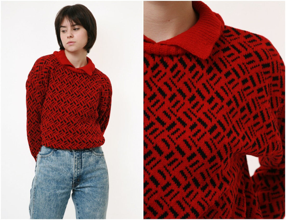 100% Wool 90s BENETTON Scandi Knitwear Sweater Top Jumper Mens Clothing Girlfriend Gift Present 18487