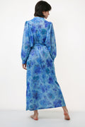 70s Vintage Vtg Rare Boho Style Blue Long Maxi Buttons Up Long Sleeve Home Dress Robe Gowns new with Tag Palmers 2688 Girlfriend Gift