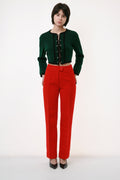 Corduroy High Waisted Straight Leg Moms Red Zip Fastens Trousers Pants 2603 Girlfriend Gift Present